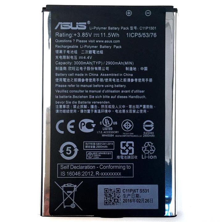 باتری موبایل ایسوس مدل C11P1501 مناسب برای گوشی Zenfone 2 Laser و Zenfone Selfie Asus C11P1501 3000mAh Cell Mobile Phone Battery For Asus Zenfone 2 Laser